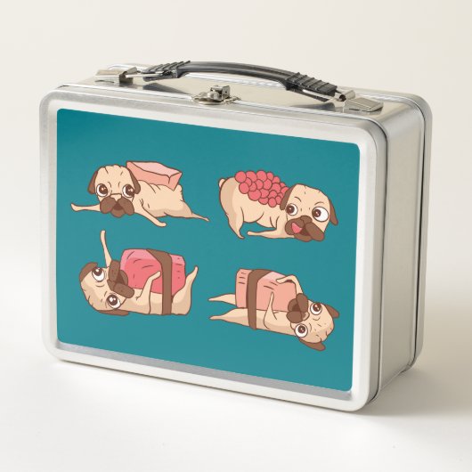 Funny Möpse Feinschmecker Design Metall Brotdose (Vorderseite)