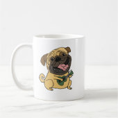 Funny Möpse Playing Ukulele Cartoon Kaffeetasse (Links)