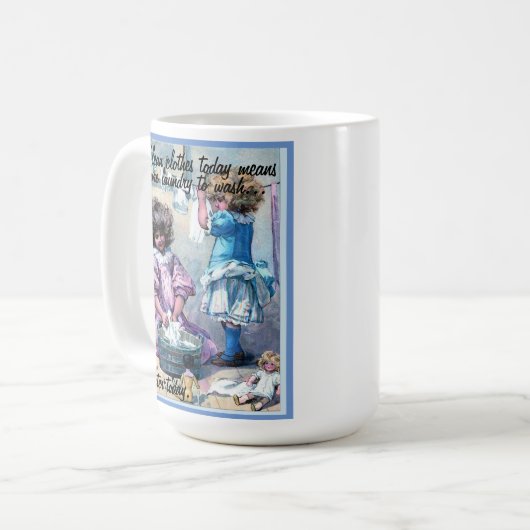 Funny more Wäsche Heute Tasse (Vorderseite Links)