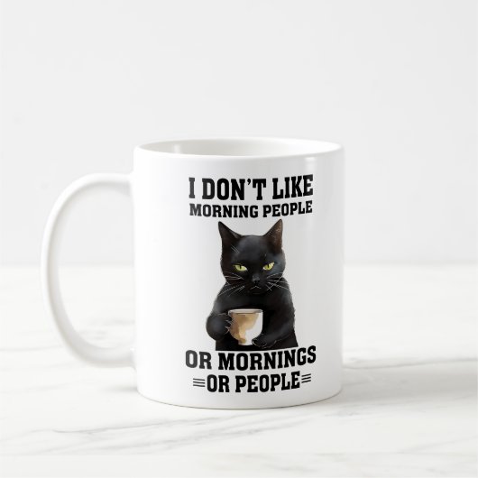 Funny Morning Cat Sprichwort Kaffeetasse (Links)