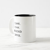 Funny Morning Coffee Mug Gift for Him or Her Zweifarbige Tasse (Vorderseite Links)