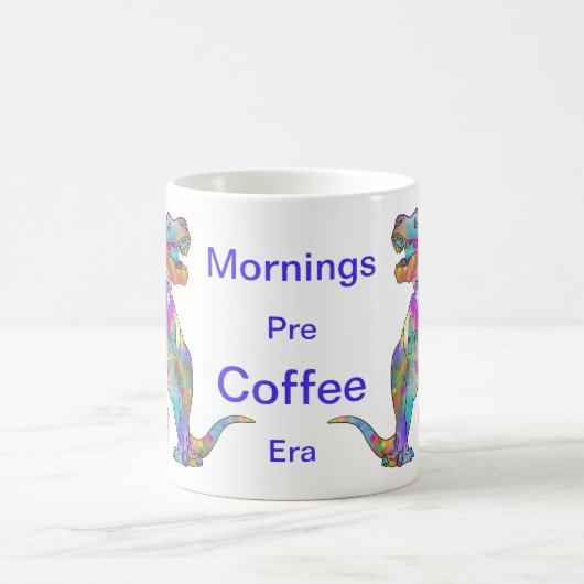 Funny Morning Coffee Psychedelic T Rex Dinosaur Kaffeetasse (Mittel)