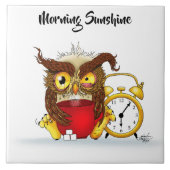 Funny Morning Cranking Owl Fliese (Vorderseite)