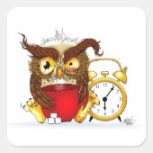Funny Morning Cranking Owl Quadratischer Aufkleber (Vorderseite)