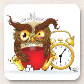 Funny Morning Cranking Owl Untersetzer (Vorderseite)