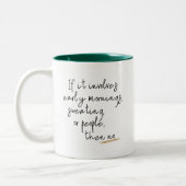 Funny Morning Minimalistische Skripttypografie Zweifarbige Tasse (Links)