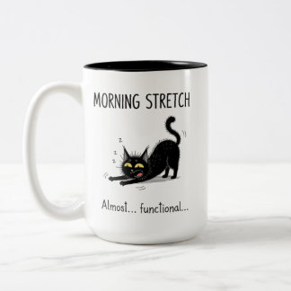 Funny Morning Stretch Almost Functional Cat Mug Zweifarbige Tasse