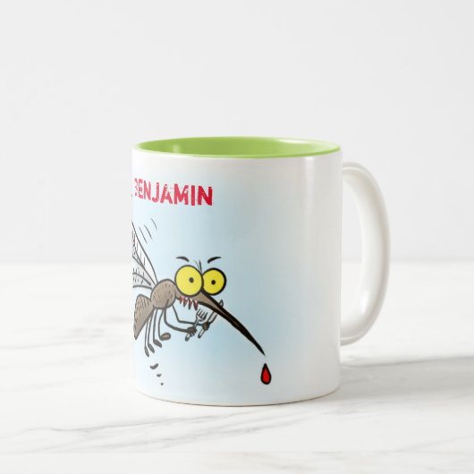 Funny Moskito Cartoon Zweifarbige Tasse (VorderseiteRechts)