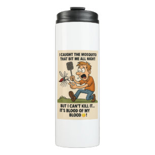 Funny Mosquito Cartoon - Bug Chase with Swatter Thermosbecher