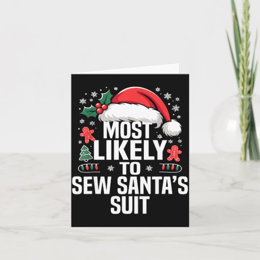 Funny Most Likely To Christmas Family Pajama Match Karte (Vorderseite)