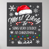 Funny Most Likely To Christmas Singing Long Sleeve Poster (Vorne)