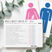 Funny Most Likely To Couples Baby Shower Game Card Einladung