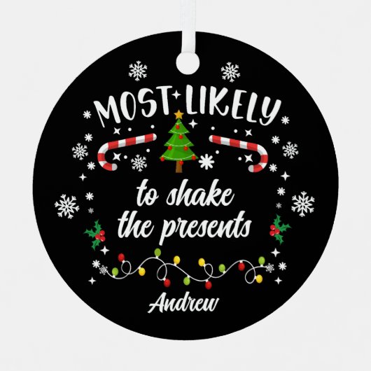 Funny Most Likely to Family Group Ornament Aus Metall (Vorderseite)