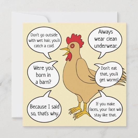 Funny Mother Hen Advice Mother's Day (Vorderseite)