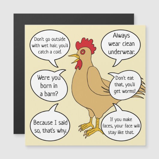 Funny Mother Hen Advice Mother's Day Magnetkarte (Vorne/Hinten)
