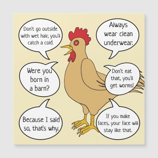 Funny Mother Hen Advice Mother's Day Magnetkarte (Vorderseite)