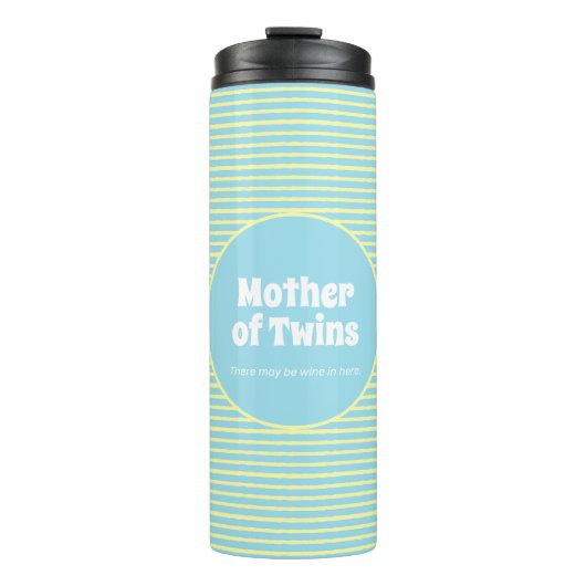 Funny Mother Twins Pastel Stripes Thermosbecher (Vorderseite)
