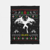 Funny Mothman Ugly Christmas Sweater Believe Crypt Fleecedecke (Vorderseite)