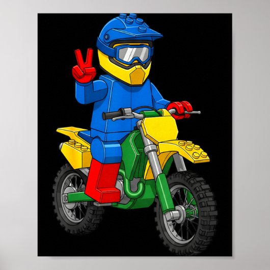 Funny Motorbike Builder Boys Block Building Toys D Poster (Vorne)
