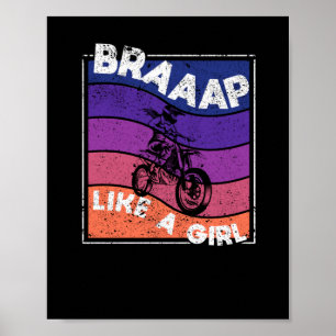 Funny Motorrad Girl Motocross Dirt Bike Bremse Poster