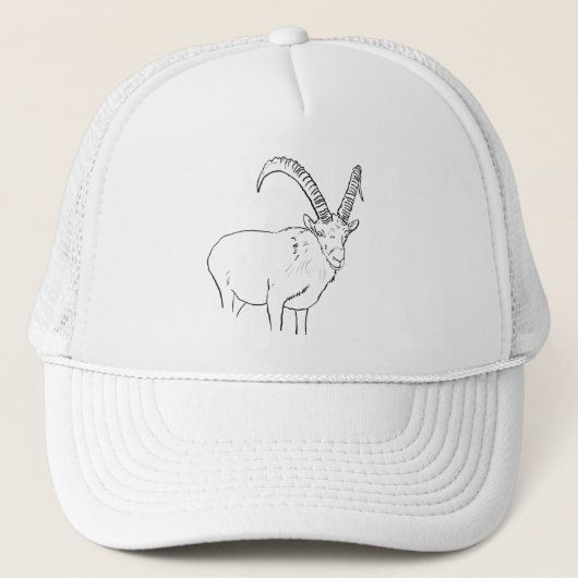 Funny Mountain Goat Line Zeichnend Tierart Design Truckerkappe (Vorderseite)