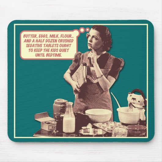 Funny Mousepad - Retro Hausfrau Sleepytime Cake (Vorne)