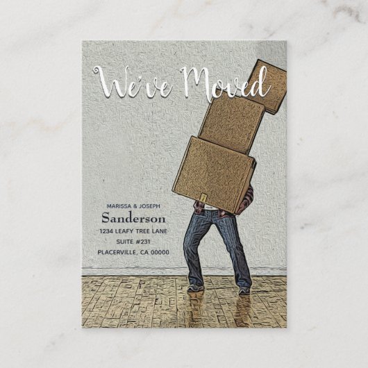 Funny Moving Announcement Wir haben uns bewegt Begleitkarte (Vorderseite)
