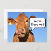 Funny Moving House | Wir haben uns bewegt Ankündigungspostkarte (Vorne/Hinten)