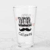 Funny Mr Mustache Name Glas (Rückseite)