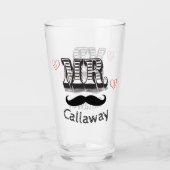 Funny Mr Mustache Name Glas (Vorderseite)