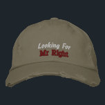 Funny Mr Right Zitat Vintages Olivenöl Grün Niedli Bestickte Baseballkappe<br><div class="desc">Personalisiert Mr. Right Zitat,  District Threads gestresste rustikale Chino Twill Cap,  bestickt in lila und weiß...  Eine coole Party Accessoire Idee.</div>