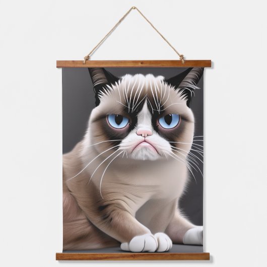 Funny Mr. und Mrs. Angry Cats Wandteppich Mit Holzrahmen (Vorderseite 2)