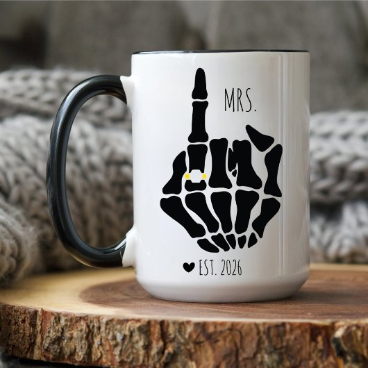 Funny Mr. und Mrs., Bride Skeleton Hand Wedding Ge Tasse