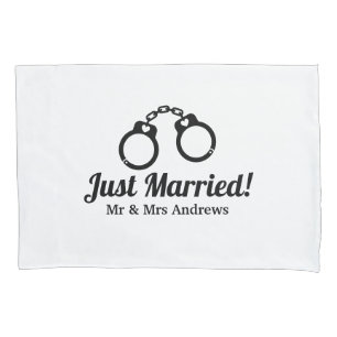 Funny Mr. und Mrs. handcuffs Kissen Kissen für Pa Kissenbezug