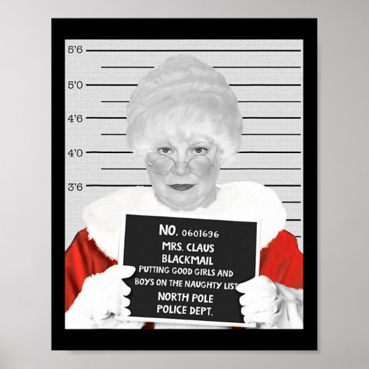 Funny Mrs. Claus Mugshot verhaftet Poster (Vorne)