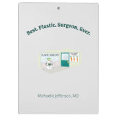 Funny Ms Frosty auf Cartoon eines plastischen Chir Klemmbrett (Rückseite)