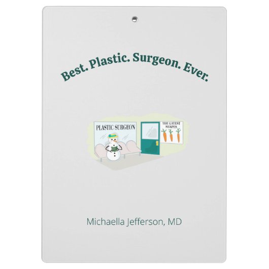 Funny Ms Frosty auf Cartoon eines plastischen Chir Klemmbrett (Rückseite)