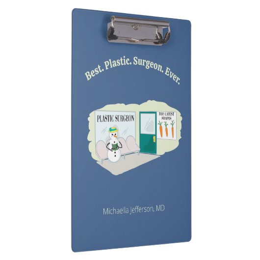 Funny Ms Frosty auf Cartoon eines plastischen Chir Klemmbrett (Rechts)