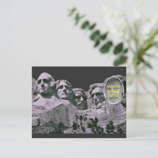 Funny Mt Rushmore mit Gesicht Postkarte (Stehend Vorderseite)