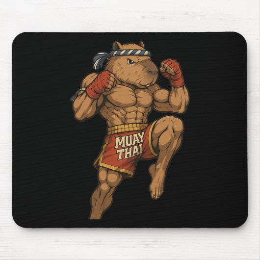 Funny Muay Thai Capybara Thai Boxing Martial Arts Mousepad (Vorne)