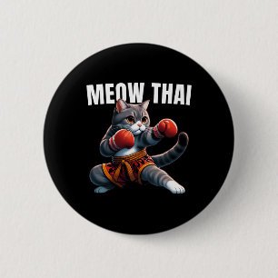 Funny Muay Thai Cat Meow Thai Boxing Martial Art K Button
