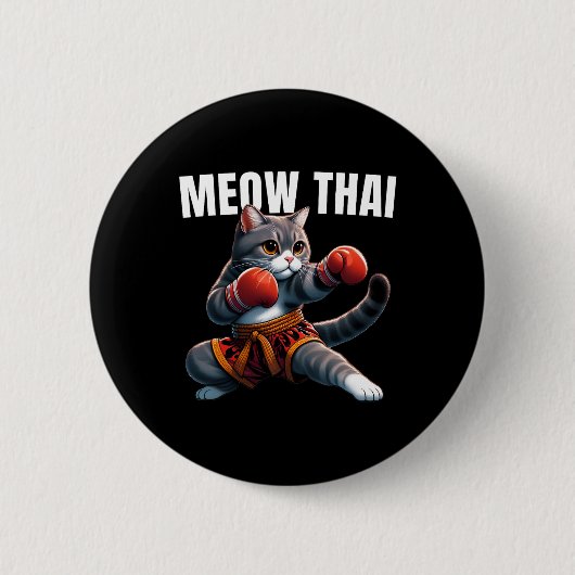 Funny Muay Thai Cat Meow Thai Boxing Martial Art K Button (Vorderseite)
