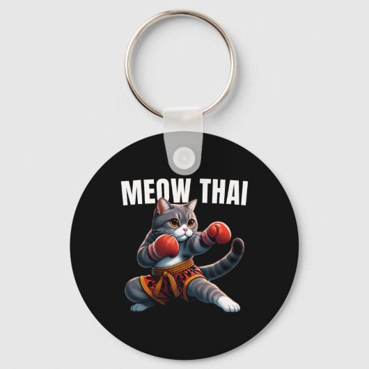 Funny Muay Thai Cat Meow Thai Boxing Martial Art K Schlüsselanhänger (Vorderseite)