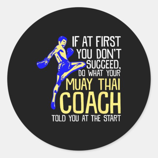 Funny Muay Thai Coach Boxing Design Runder Aufkleber (Vorderseite)