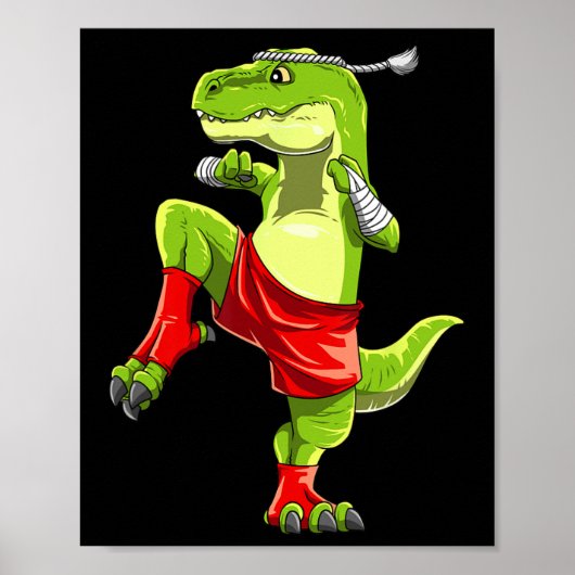 Funny Muay Thai T-rex - Thai Boxing Poster (Vorne)