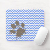 Funny Muddy Paw Print auf Blue Zickzack Mousepad (Mit Mouse)