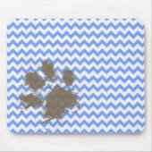Funny Muddy Paw Print auf Blue Zickzack Mousepad (Vorne)