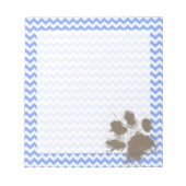 Funny Muddy Paw Print auf Blue Zickzack Notizblock (Vorderseite)