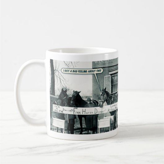 Funny Mug - Abendessen am Pferd Kaffeetasse (Links)