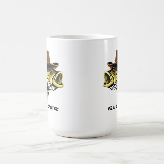 Funny Mug Bass Fish mit Cowboy Hat Kaffeetasse (Mittel)